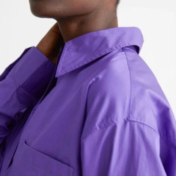 & OTHER STORIES Voluminous Cotton Oversized Button-Up Purple Dress Shirt Size L. - Picture 2 of 10